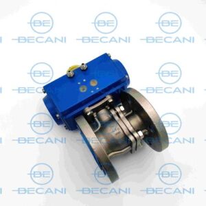 VÁLVULA DE BOLA EN ACERO INOXIDABLE CON AQCTUADOR NEUMÁTICO DE SIMPLE EFECTO. CONEXIÓN DRIDAS DN40